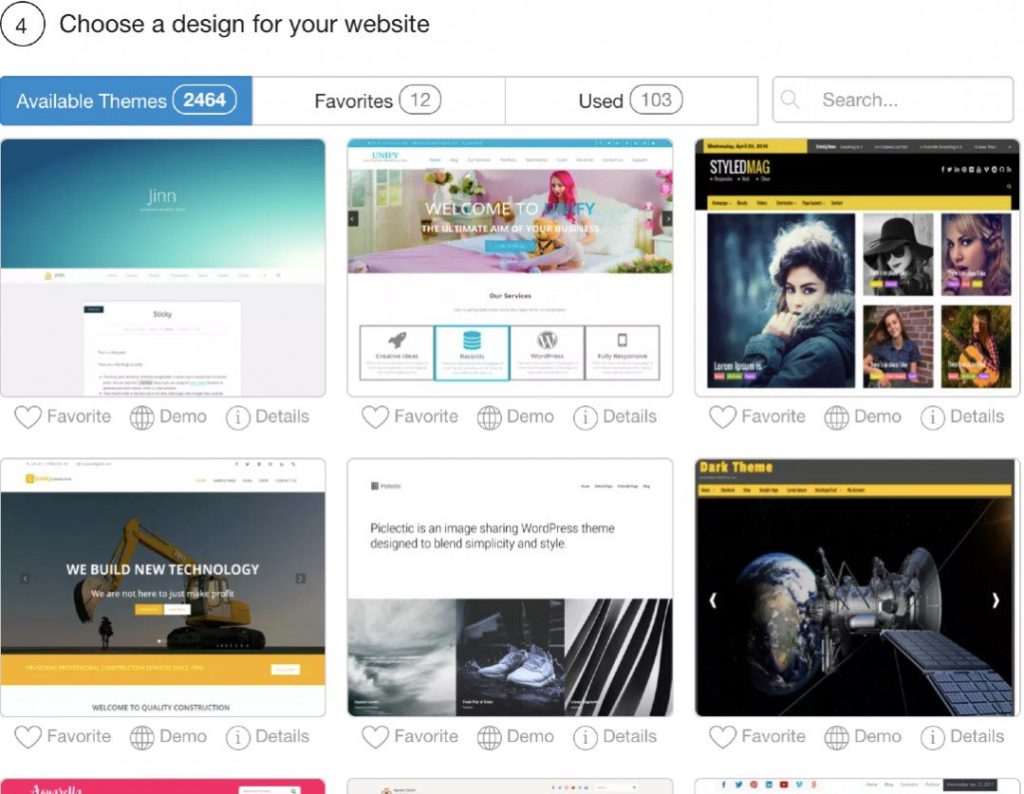 Build website - choose theme